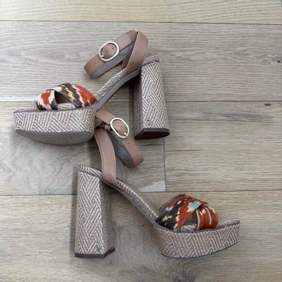 Sam Edelman Nolita Platform Woven Boho Block Heel Ankle Strap Sandal NEW Sz 7.5 - Picture 10 of 11